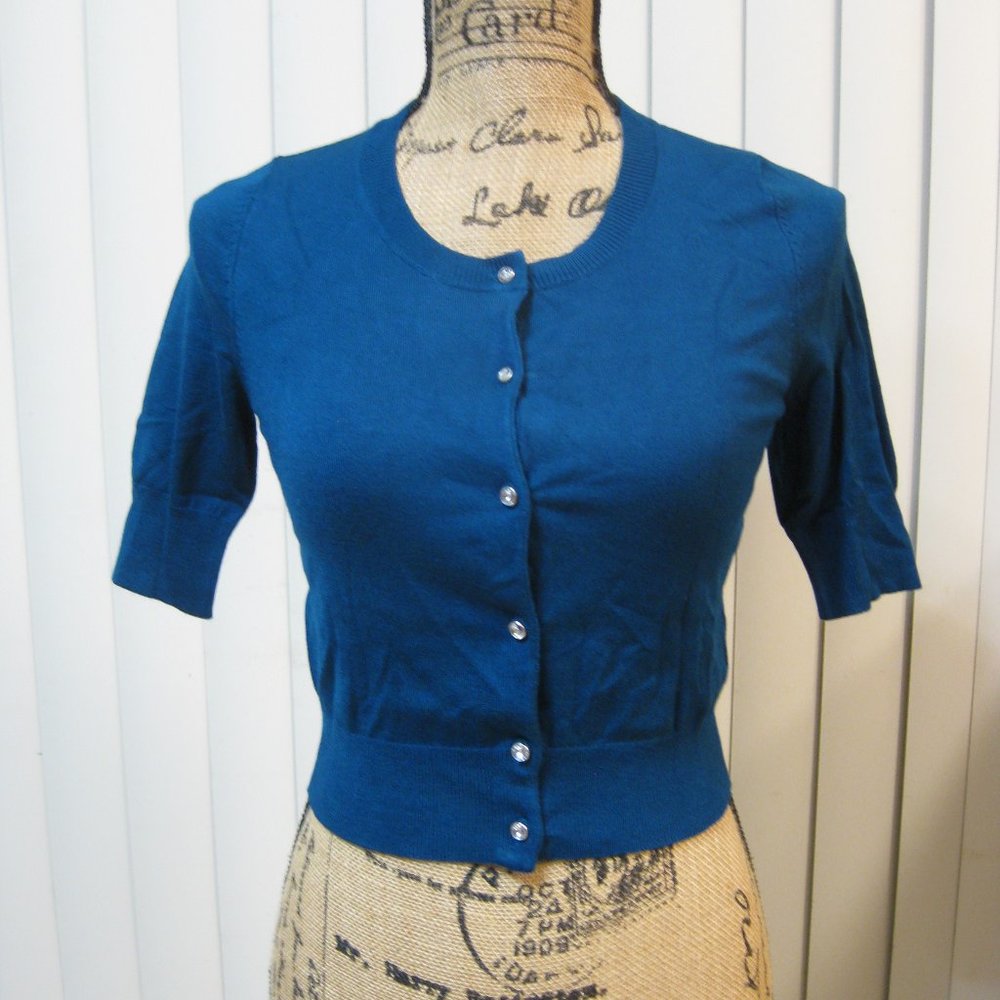 NWT Express blue cropped cardigan sweater XS extra small